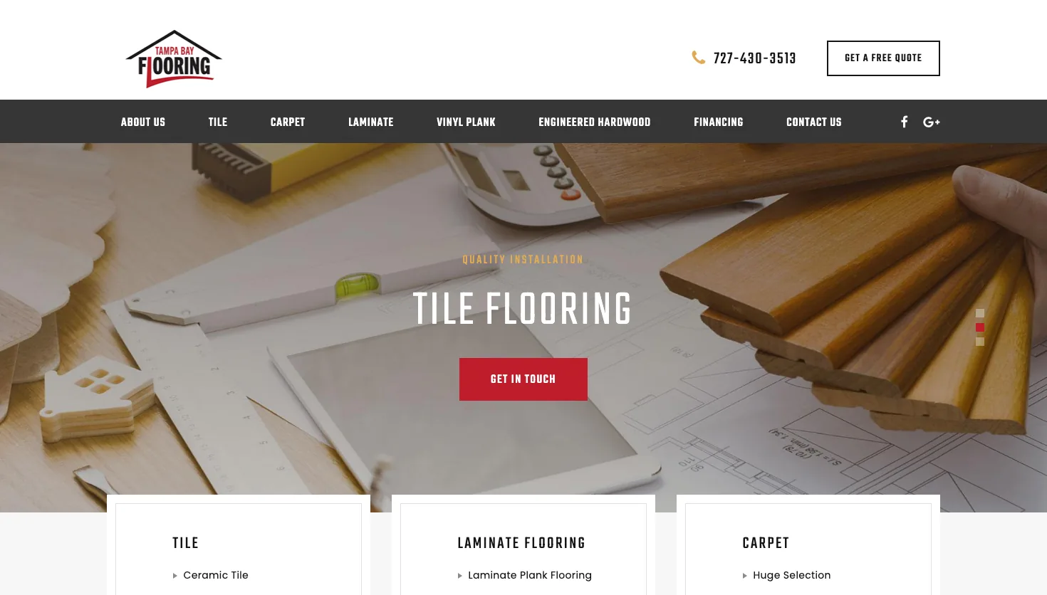 Tampa Bay Flooring website screenshot