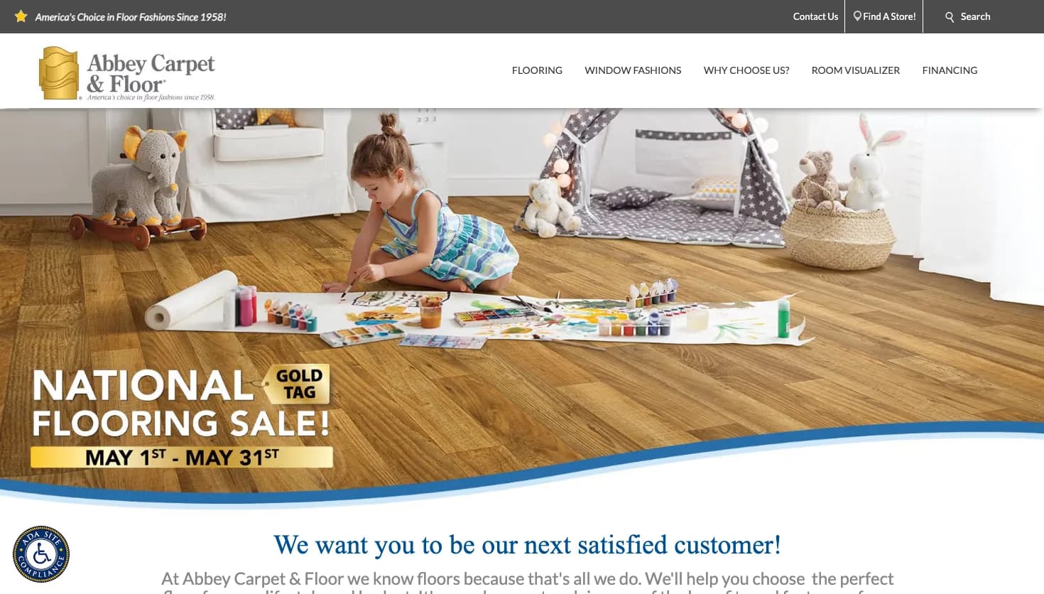 A&B's Abbey Carpet and Floor website screenshot