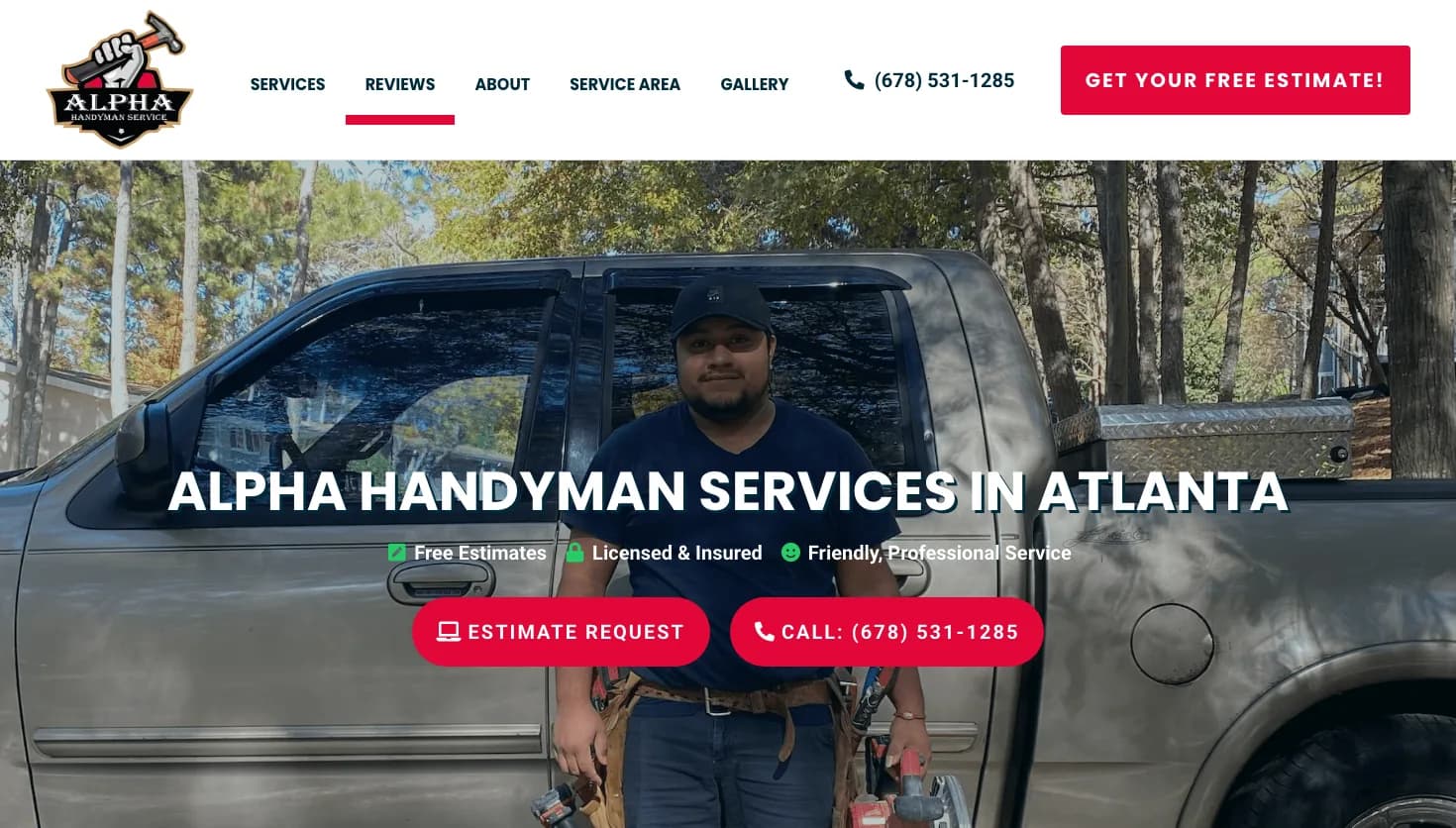 Alpha Handyman Service website screenshot