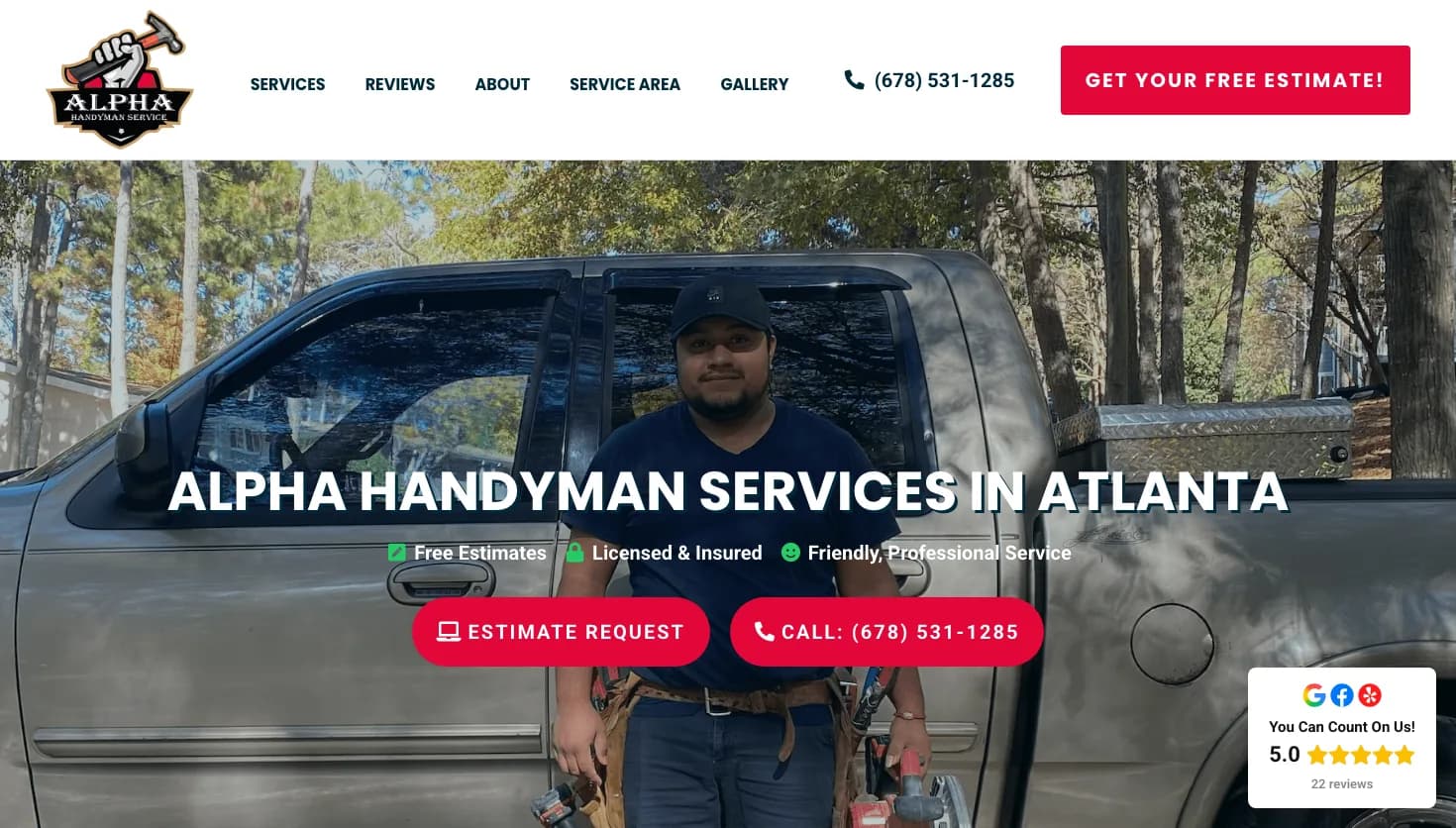 Atlanta Alpha Handyman Services website screenshot