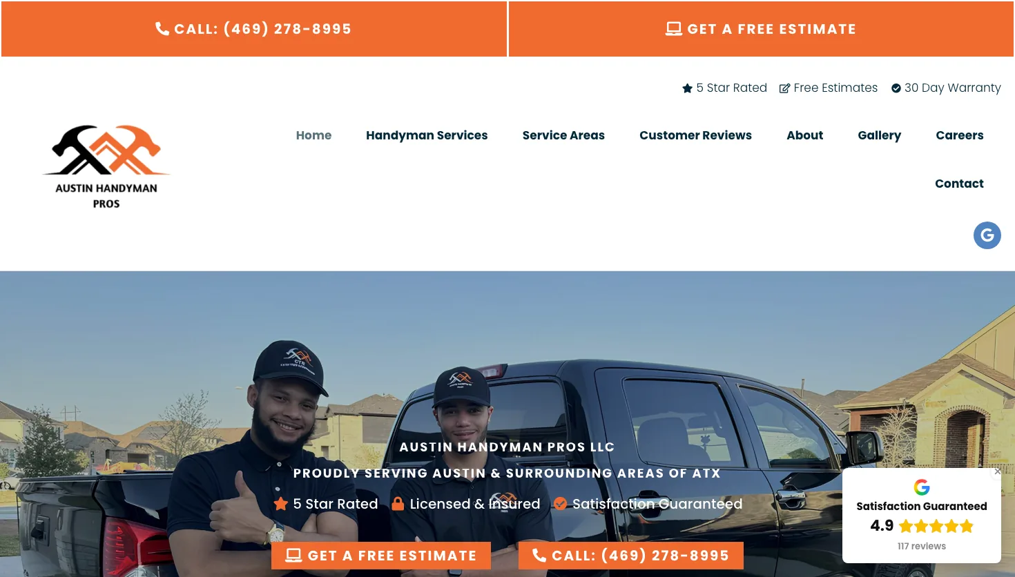 Austin Handyman Pros website screenshot