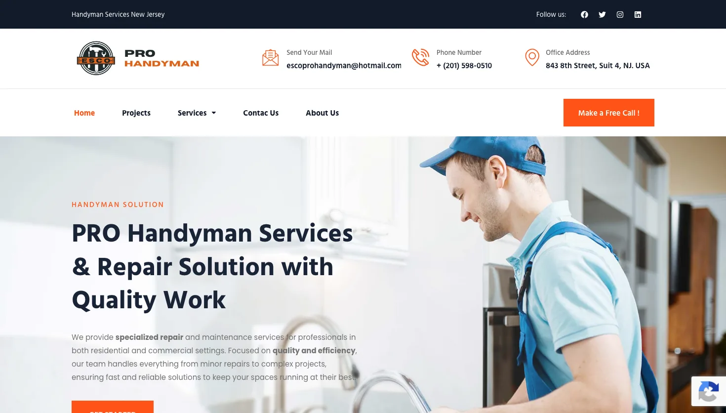 ESCO Professional Handyman website screenshot
