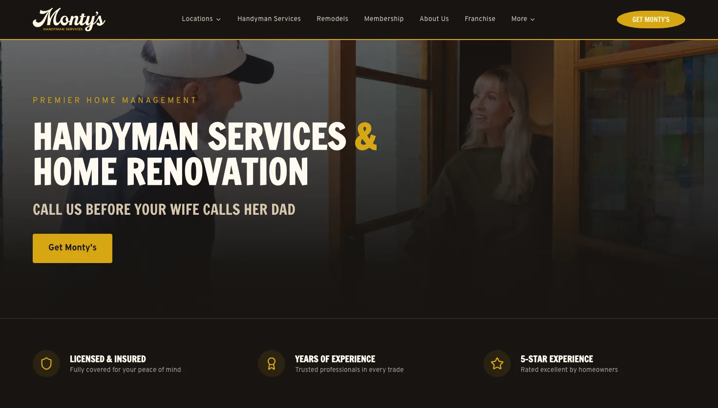 Monty's Handyman Services website screenshot