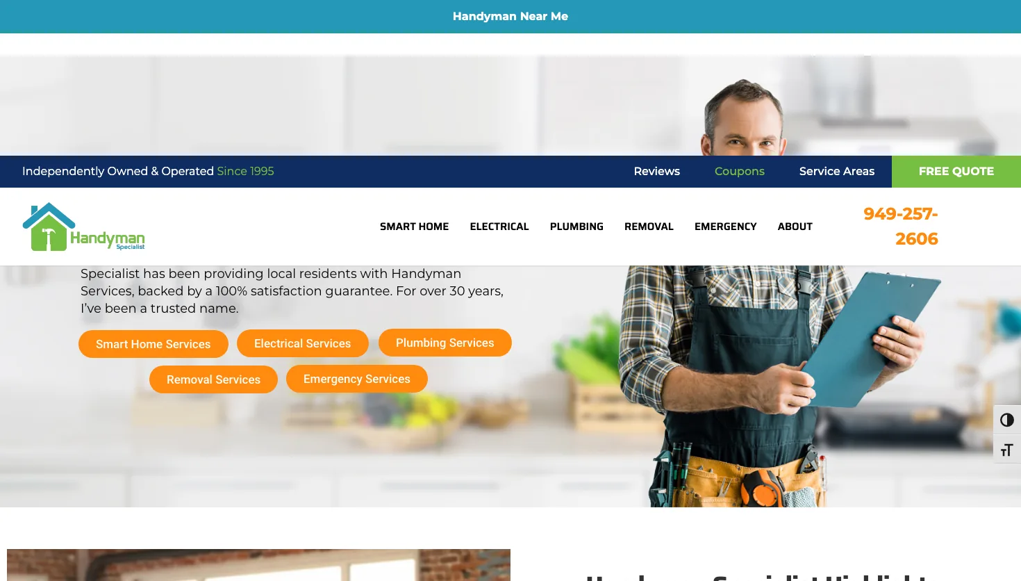 Handyman Specialist website screenshot