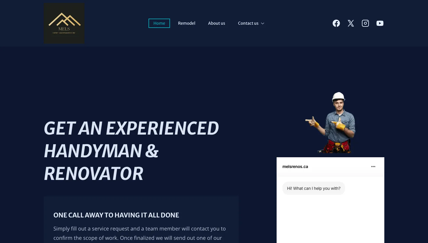 Mels Expert Handyman Renos website screenshot