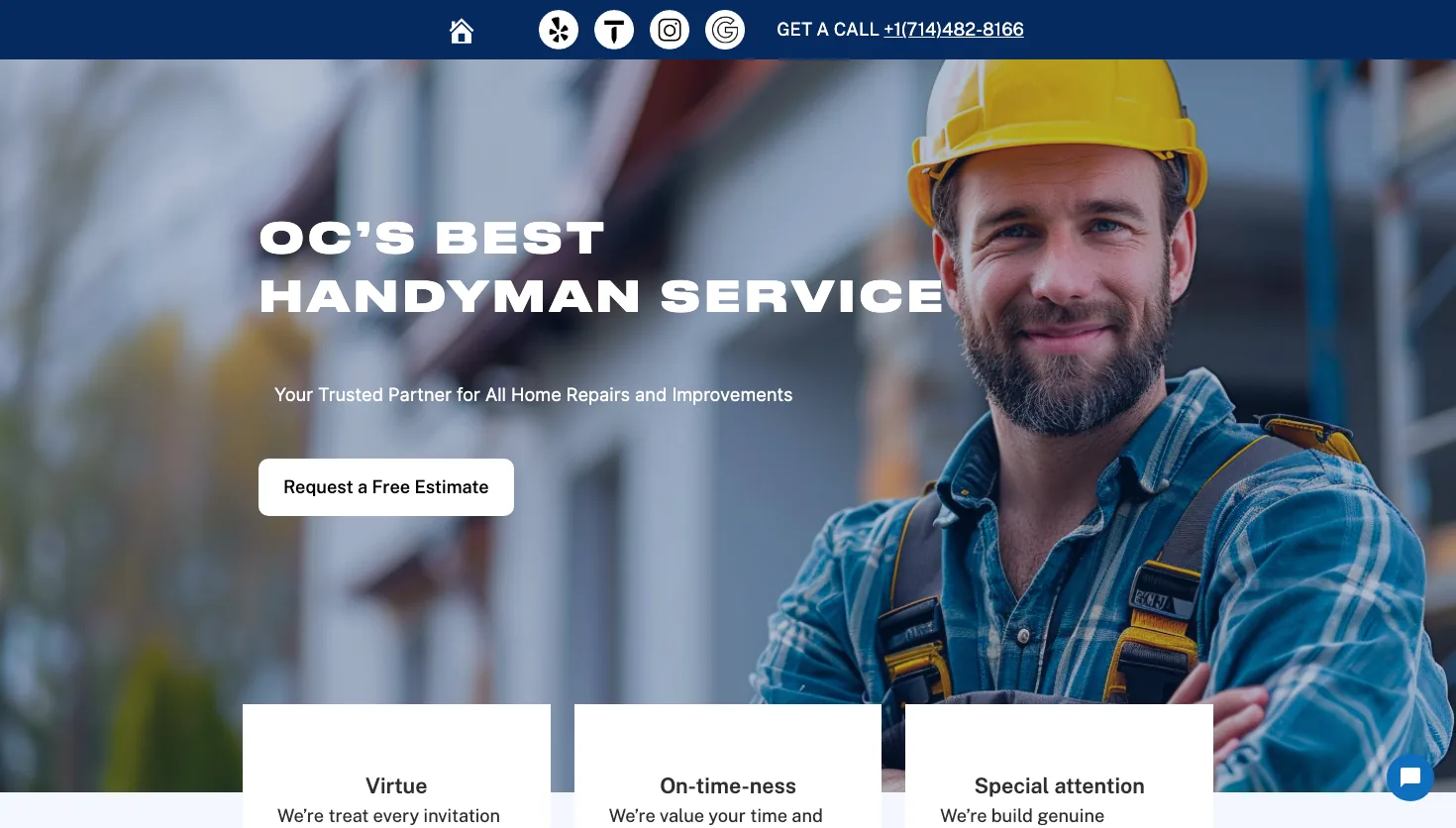 OC’s Best Handyman Service website screenshot