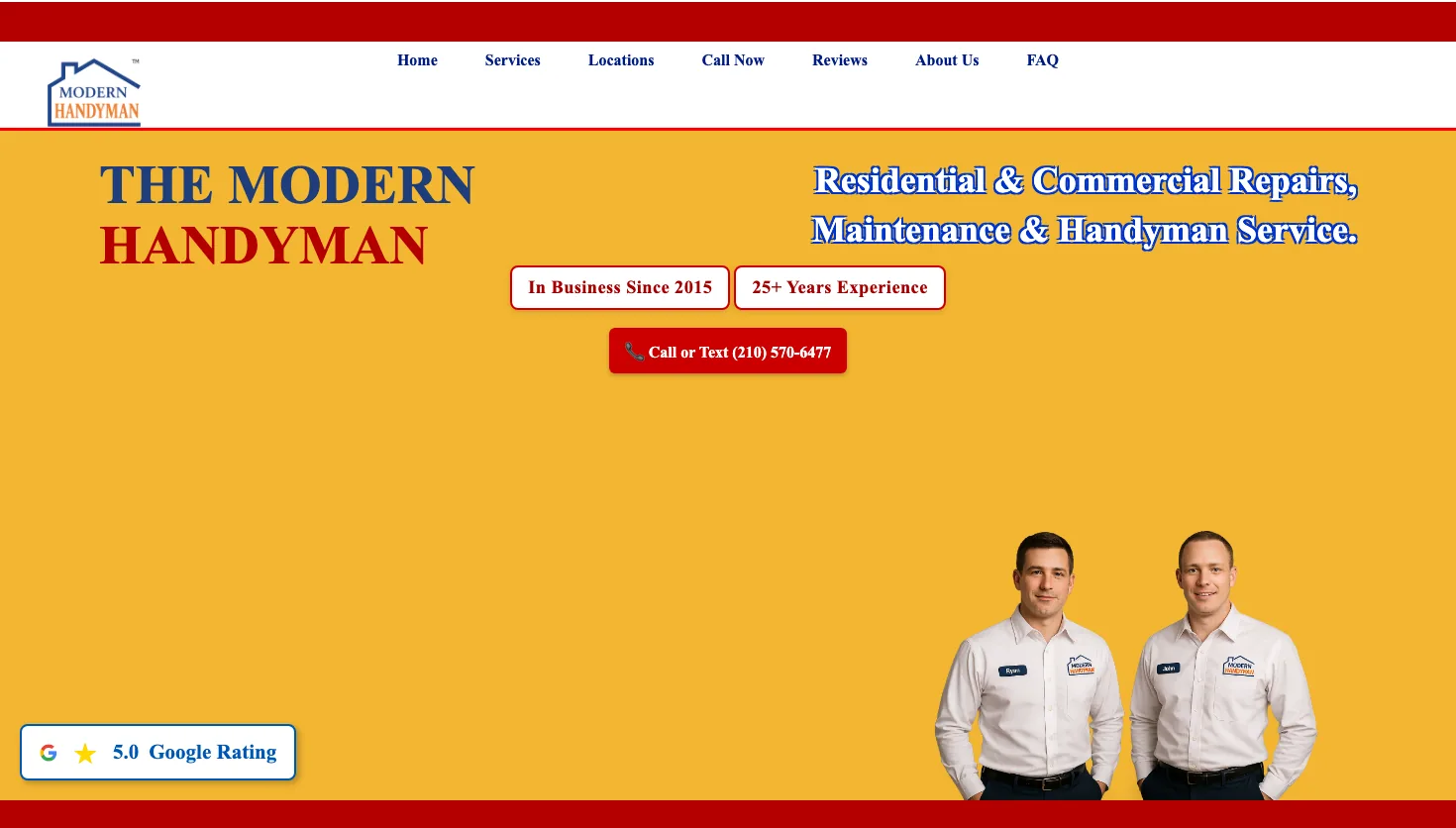 The Modern Handyman Company website screenshot