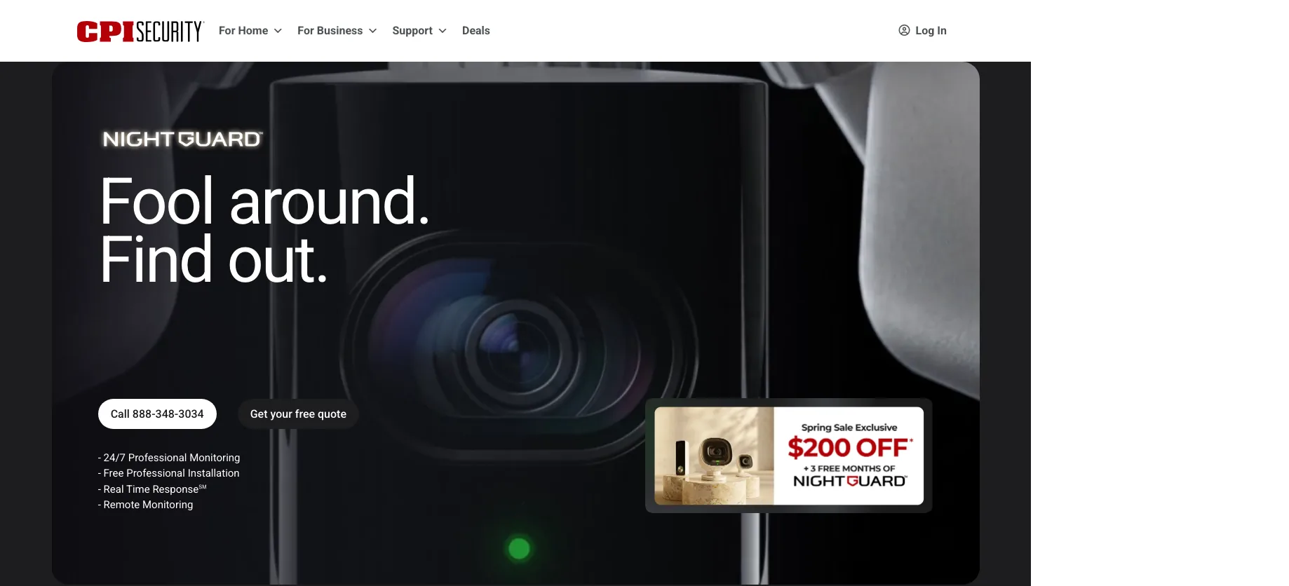 CPI Security Systems website screenshot