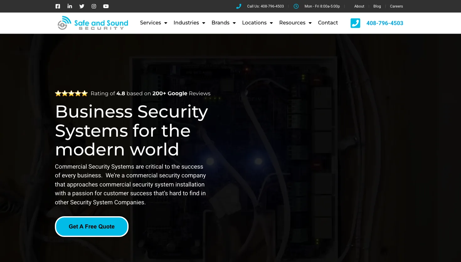 Safe and Sound Security website screenshot