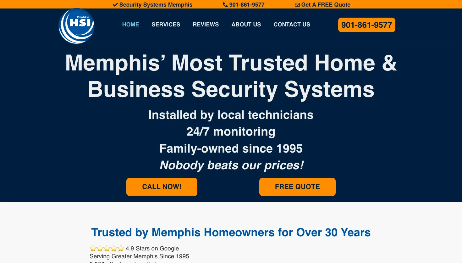 HSI Security Services LLC website screenshot