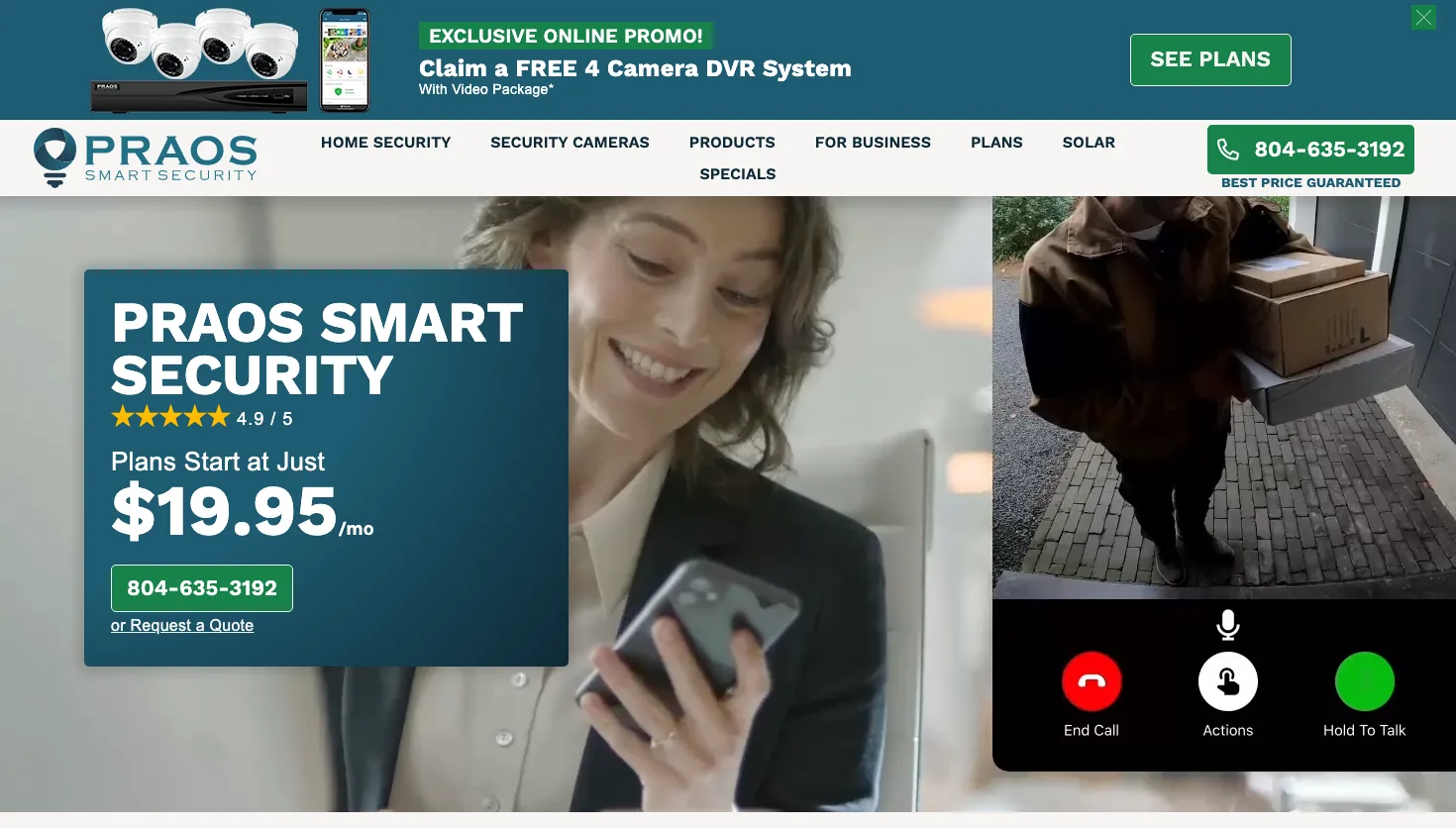 Praos Smart Security website screenshot