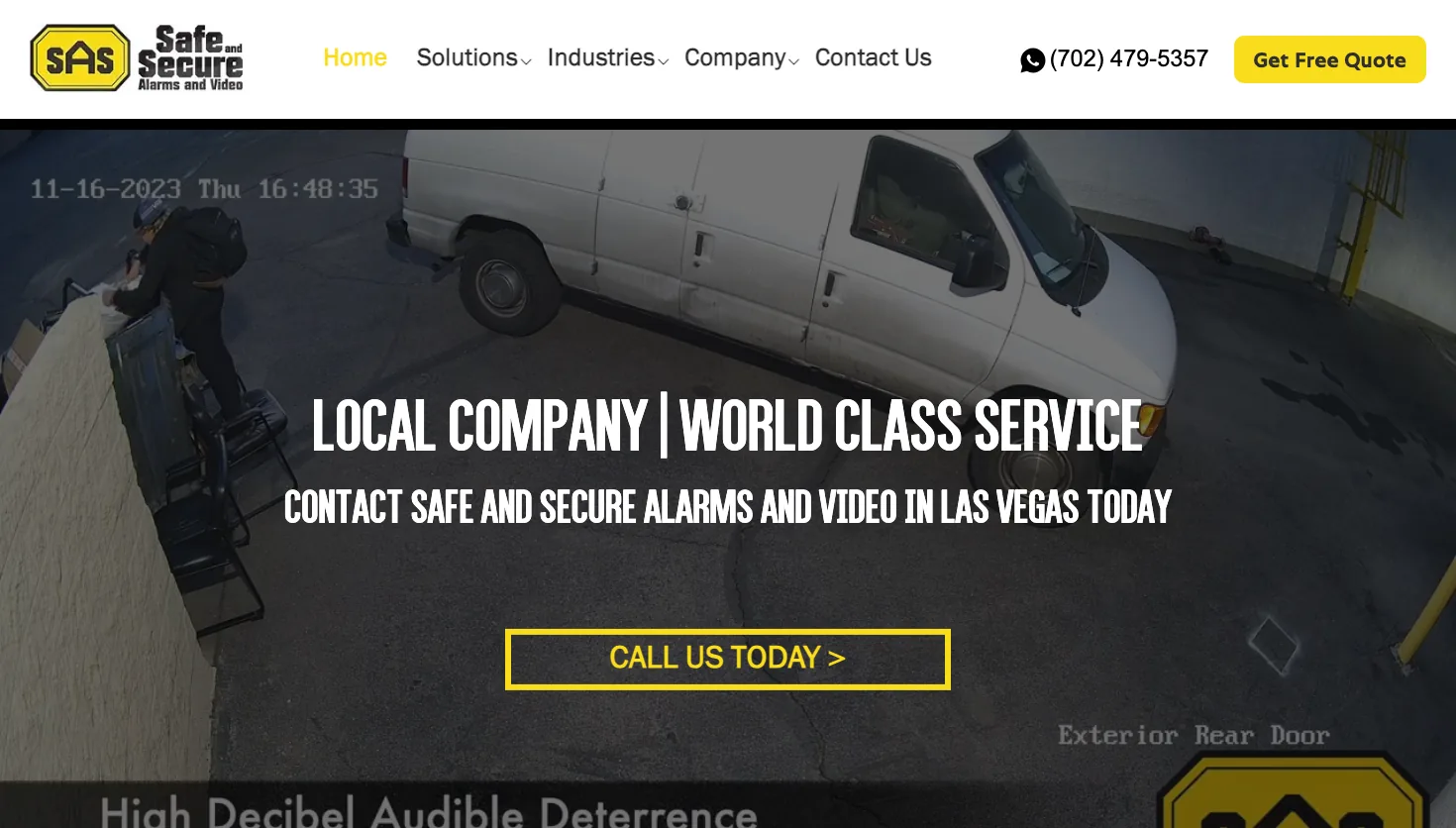Safe and Secure Alarms and Video website screenshot
