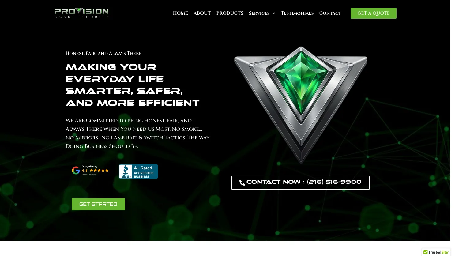 Provision Smart Security website screenshot
