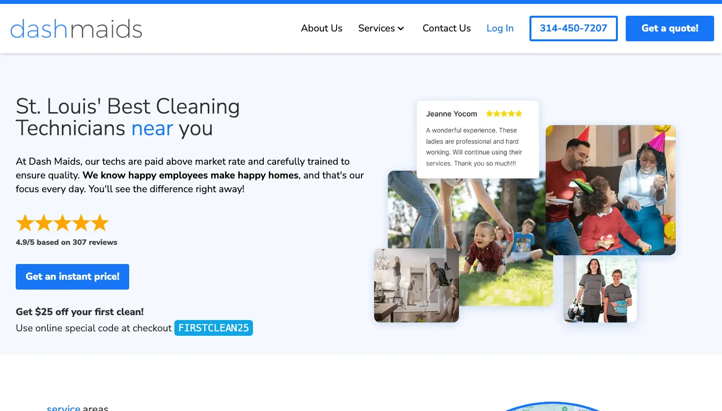 Dash Maids website screenshot