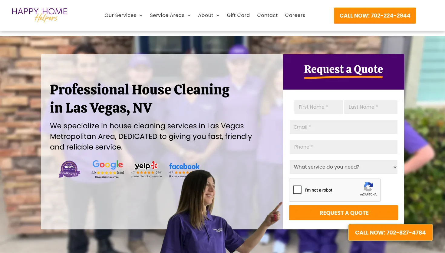 Happy Home Helpers website screenshot