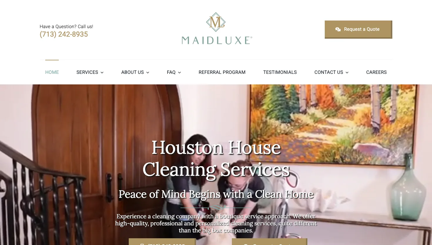 MaidLuxe website screenshot