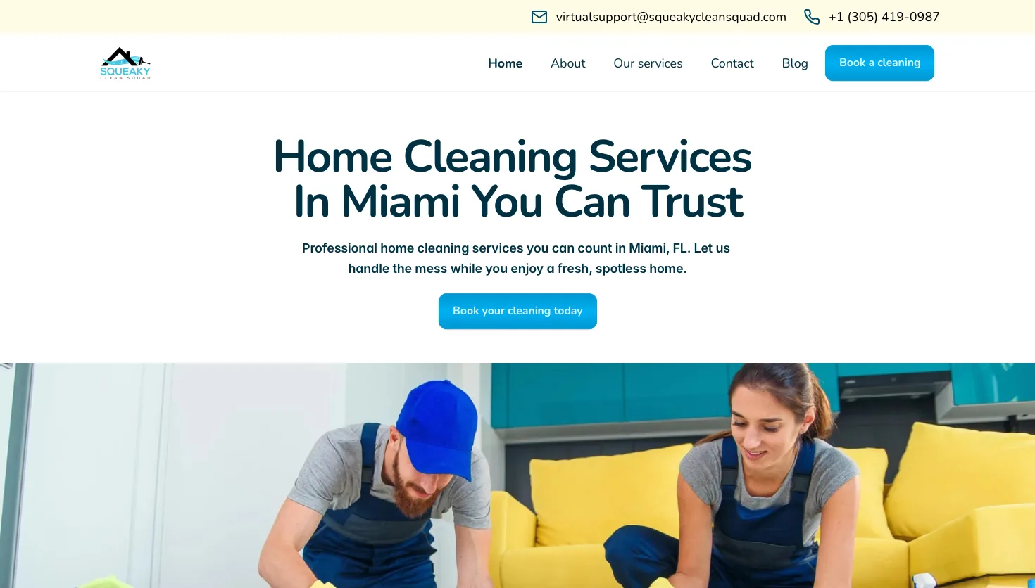 Squeaky Clean Squad - Cleaning Services in Miami website screenshot
