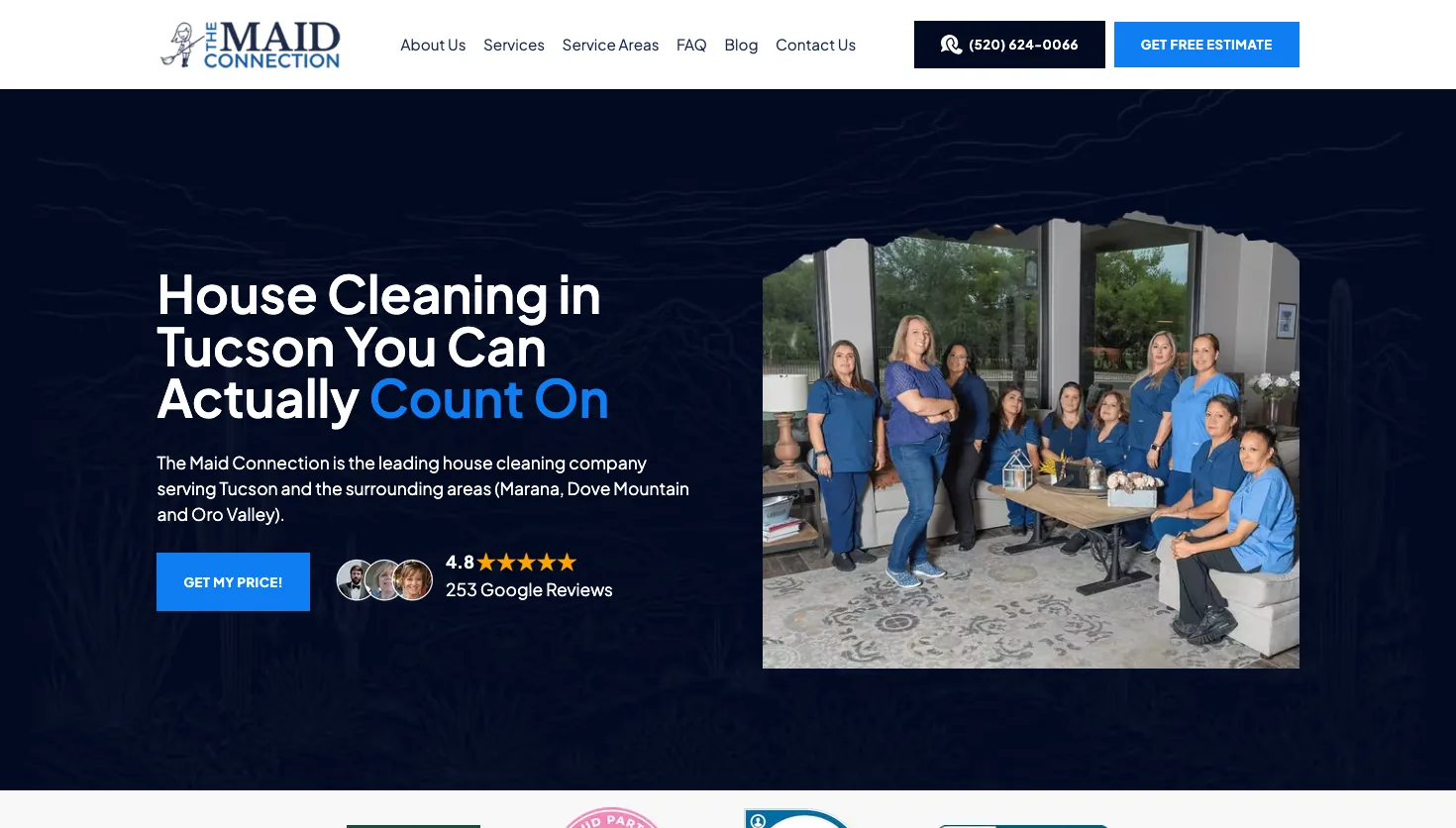 The Maid Connection, Inc. website screenshot