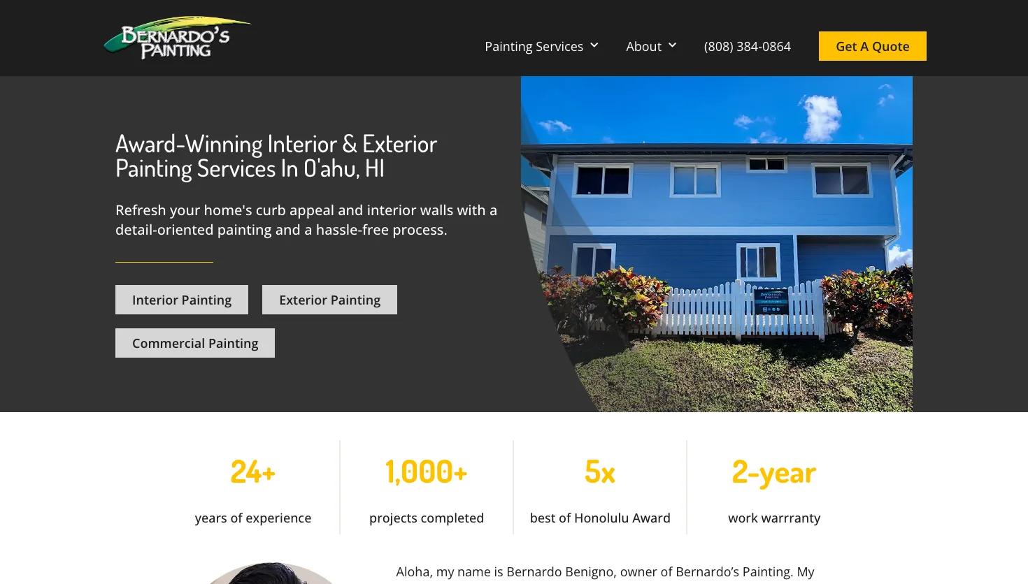 Bernardo's Painting website screenshot