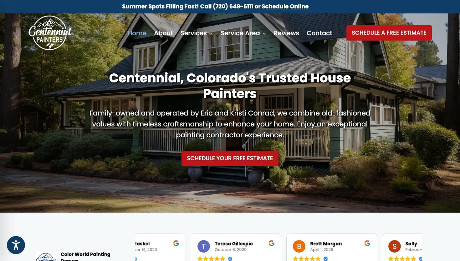 Centennial Painters website screenshot