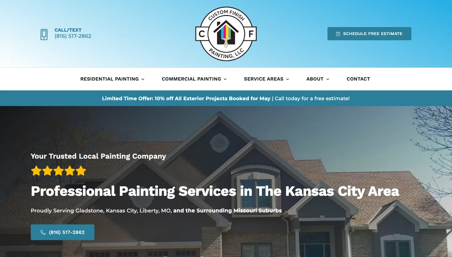 Custom Finish Painting, LLC website screenshot
