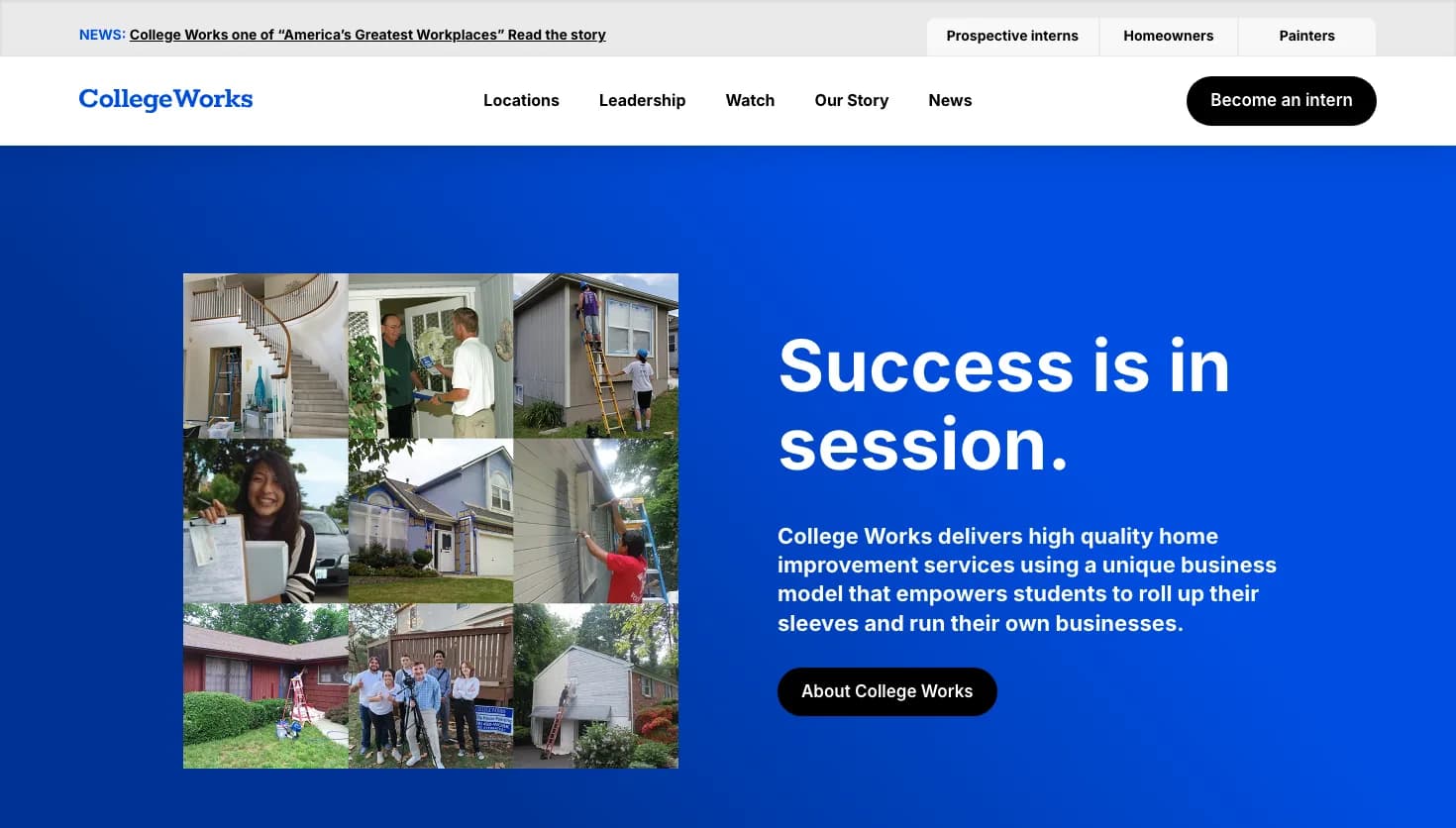 College Works Painting website screenshot