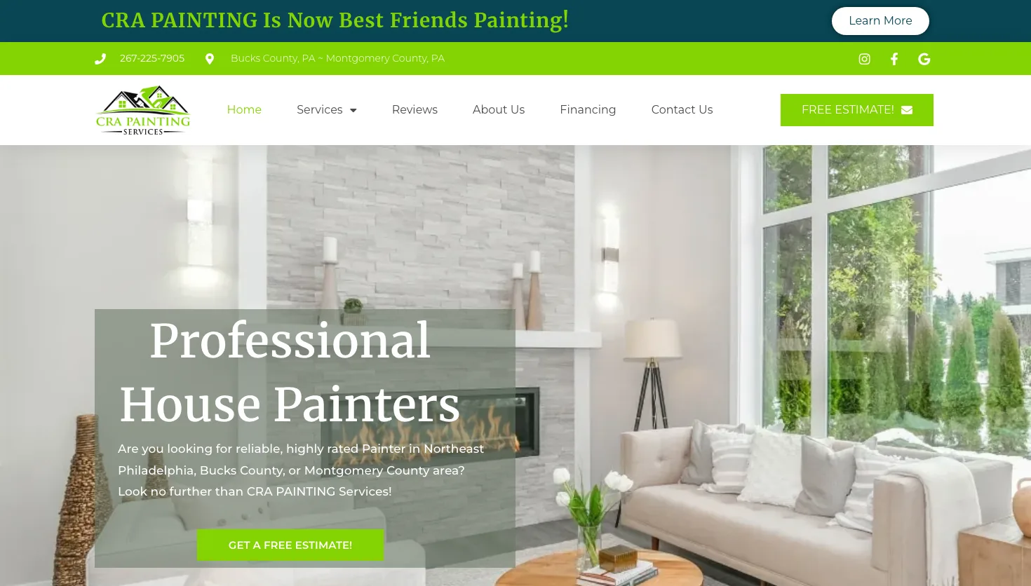 CRA PAINTING website screenshot