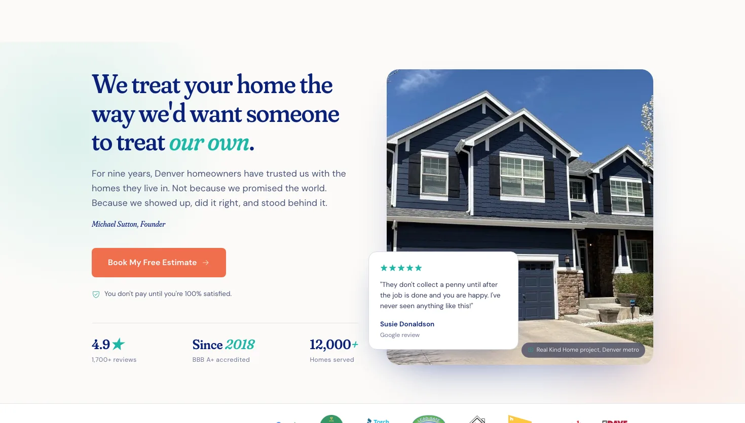 Kind Home Painting website screenshot