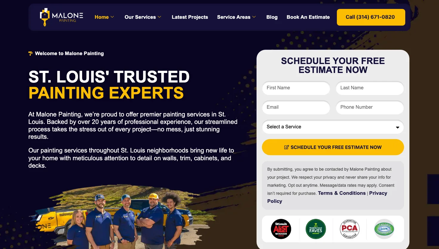 Malone Painting website screenshot