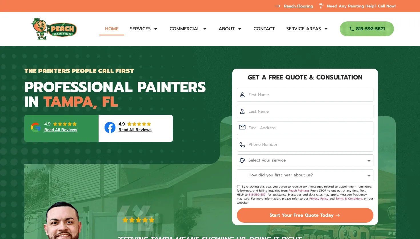 Peach Painting website screenshot