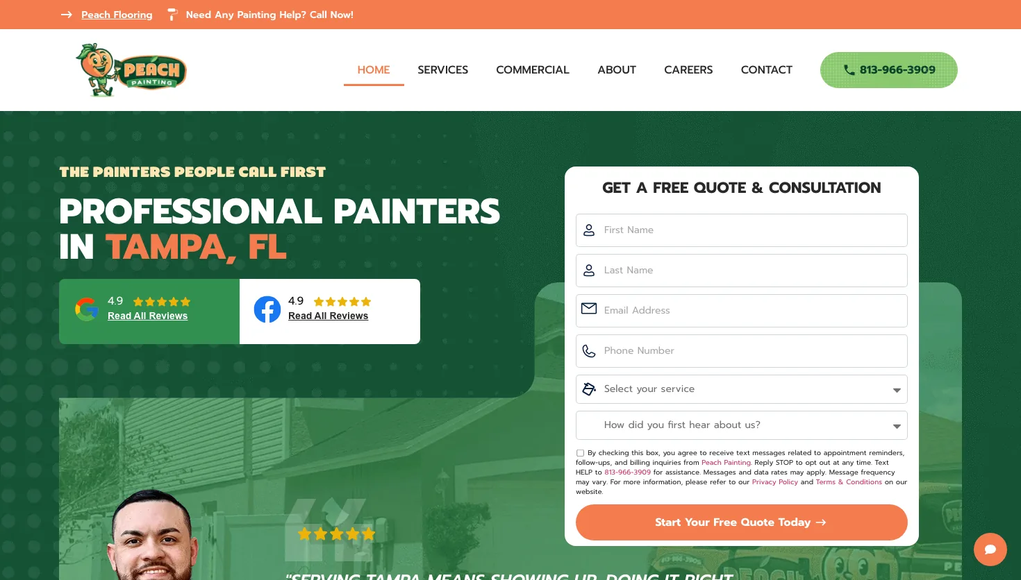 Peach Painting website screenshot