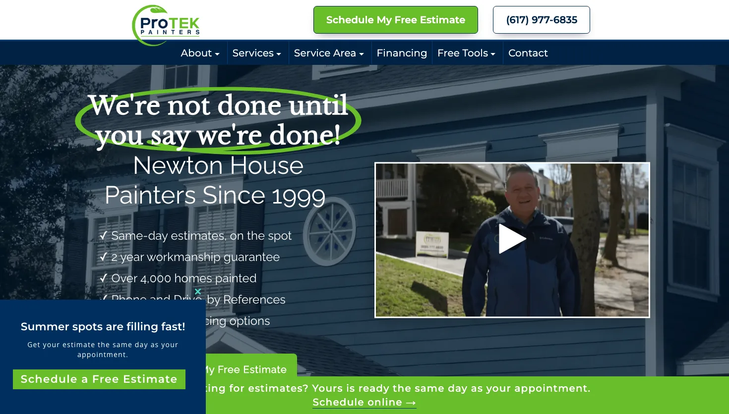 ProTEK Painters website screenshot