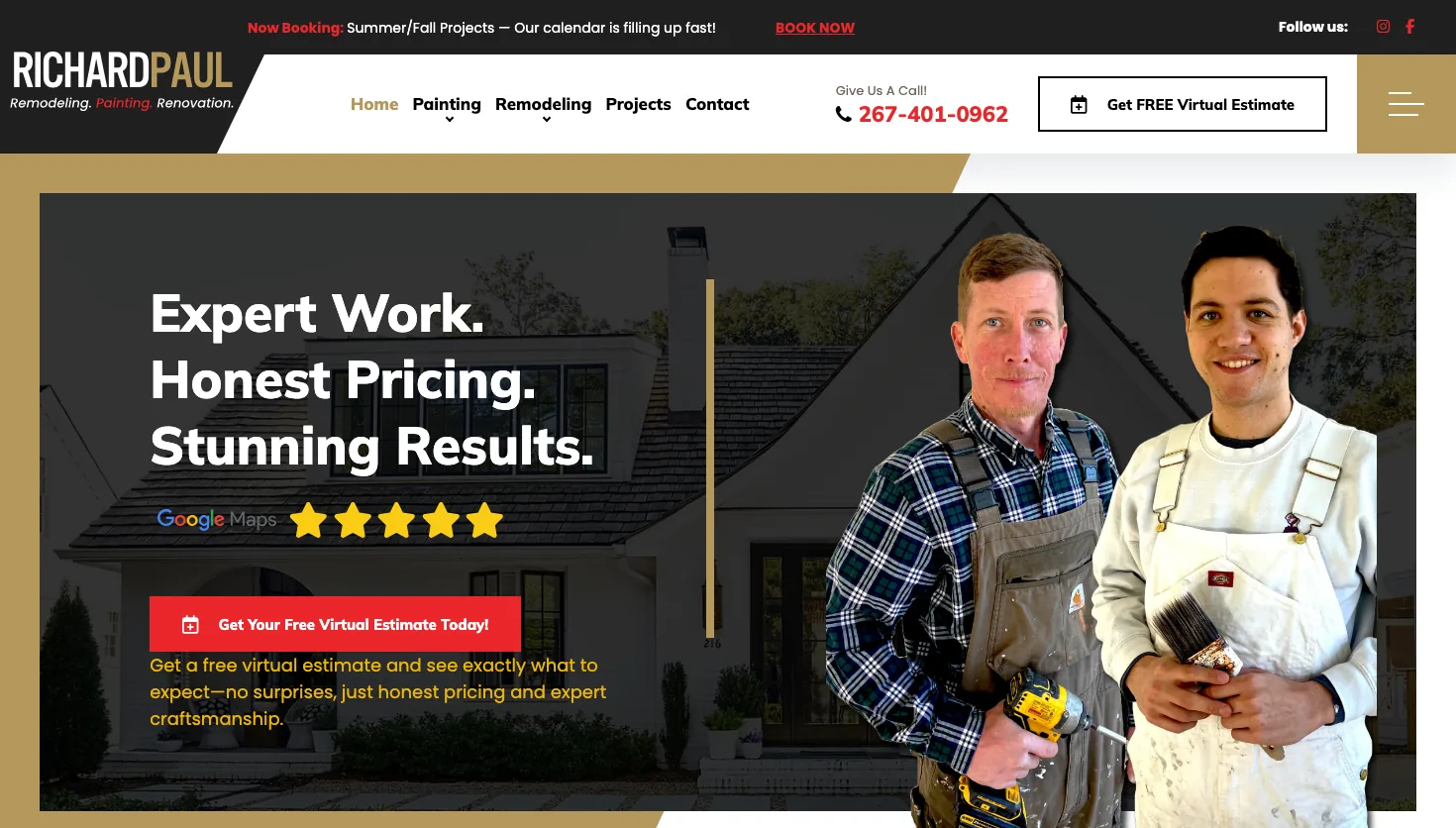 Richard Paul Painting and Remodeling website screenshot