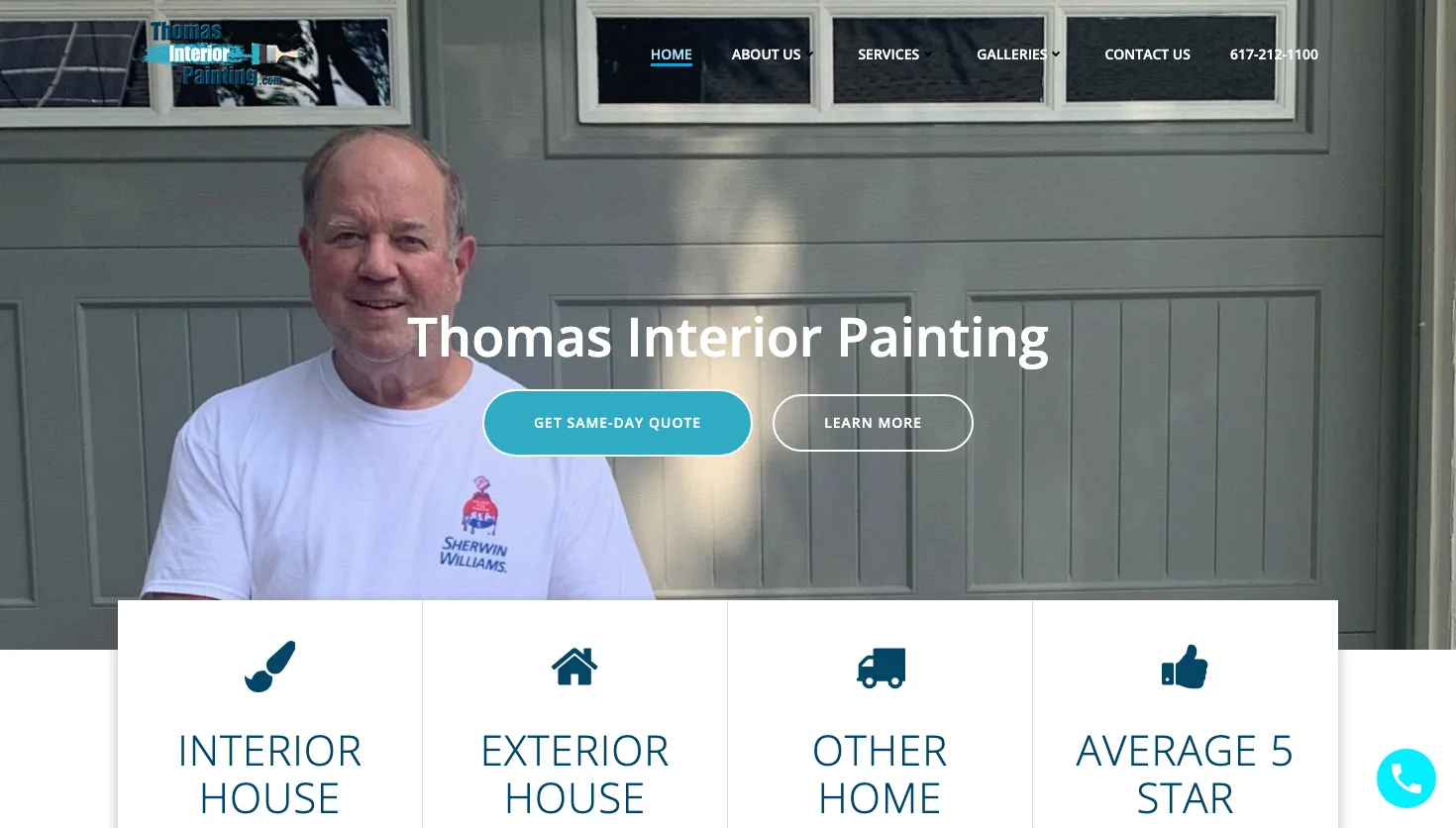 Thomas Interior Painting website screenshot