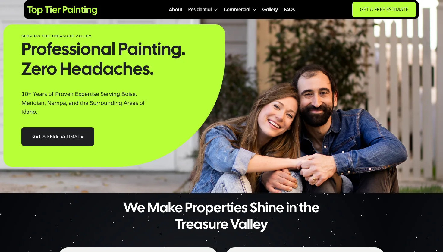 Top Tier Painting website screenshot