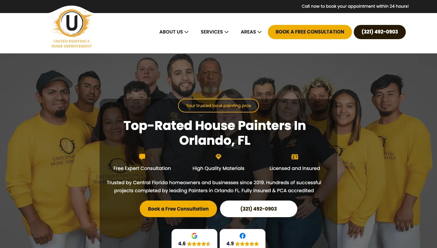 United Painting & Home Improvement LLC website screenshot