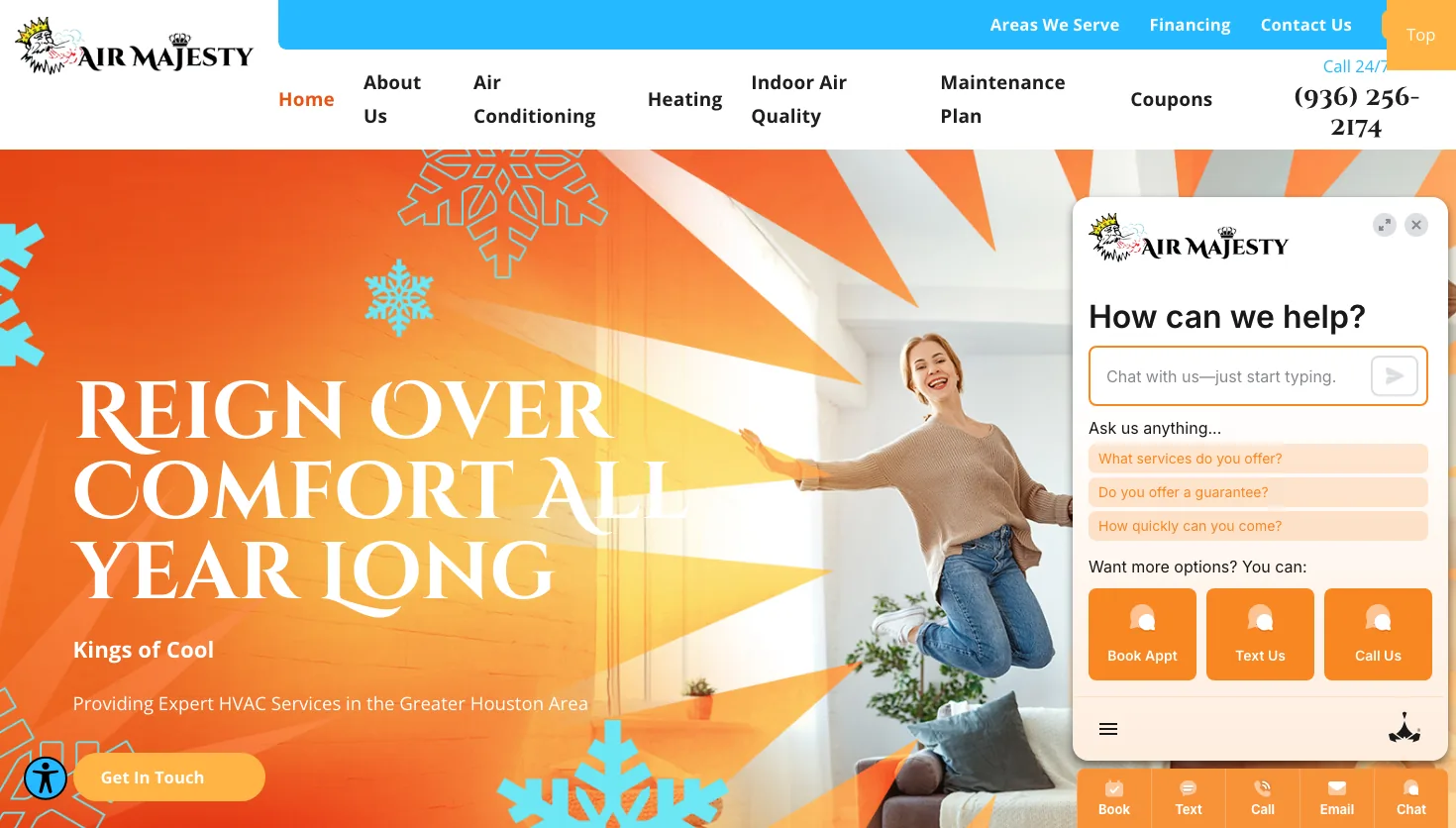 Air Majesty A/C & Heating website screenshot