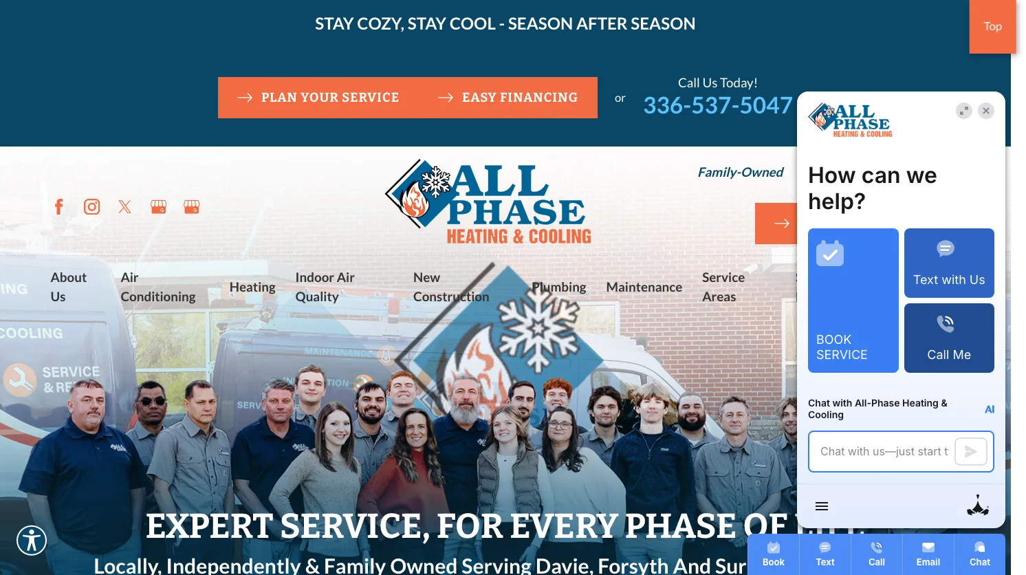 All-Phase Heating & Cooling website screenshot