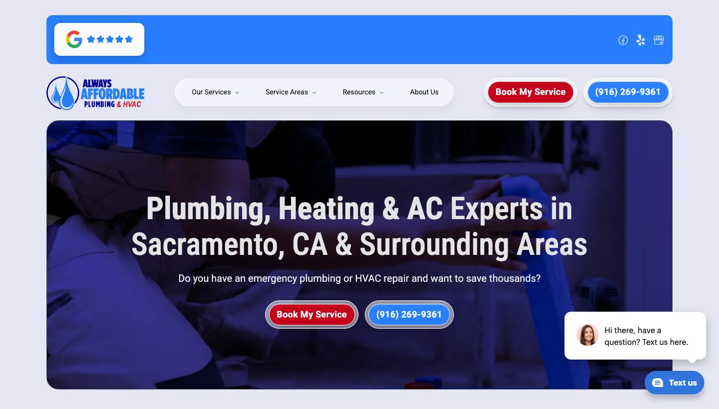 Always Affordable Plumbing & Hvac website screenshot