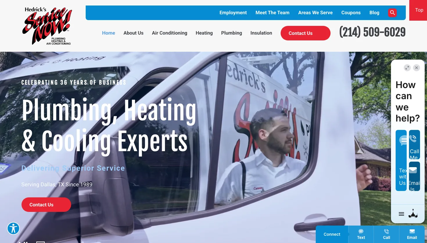 Hedrick's Service Now website screenshot
