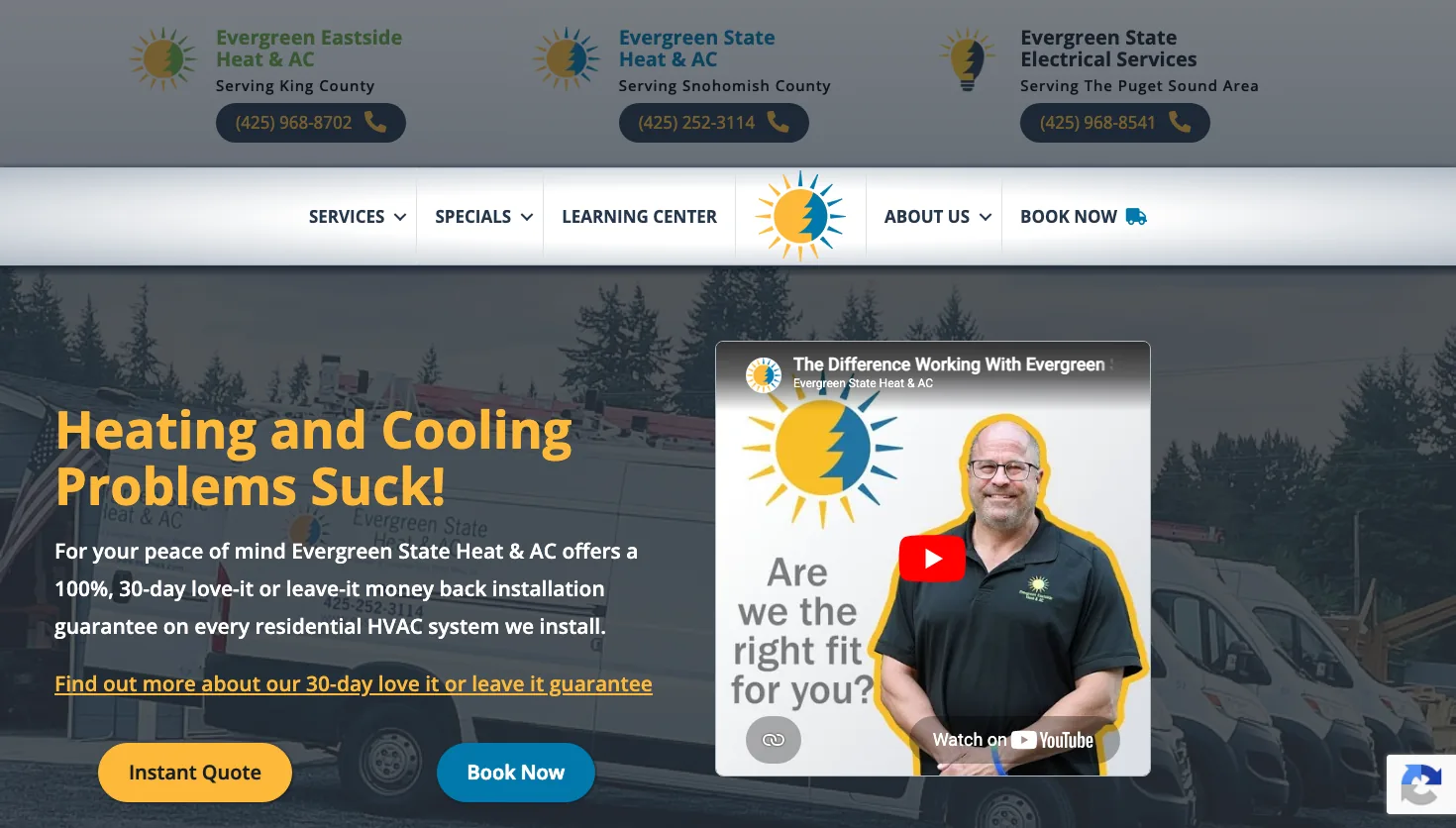 Evergreen State Heat & AC website screenshot