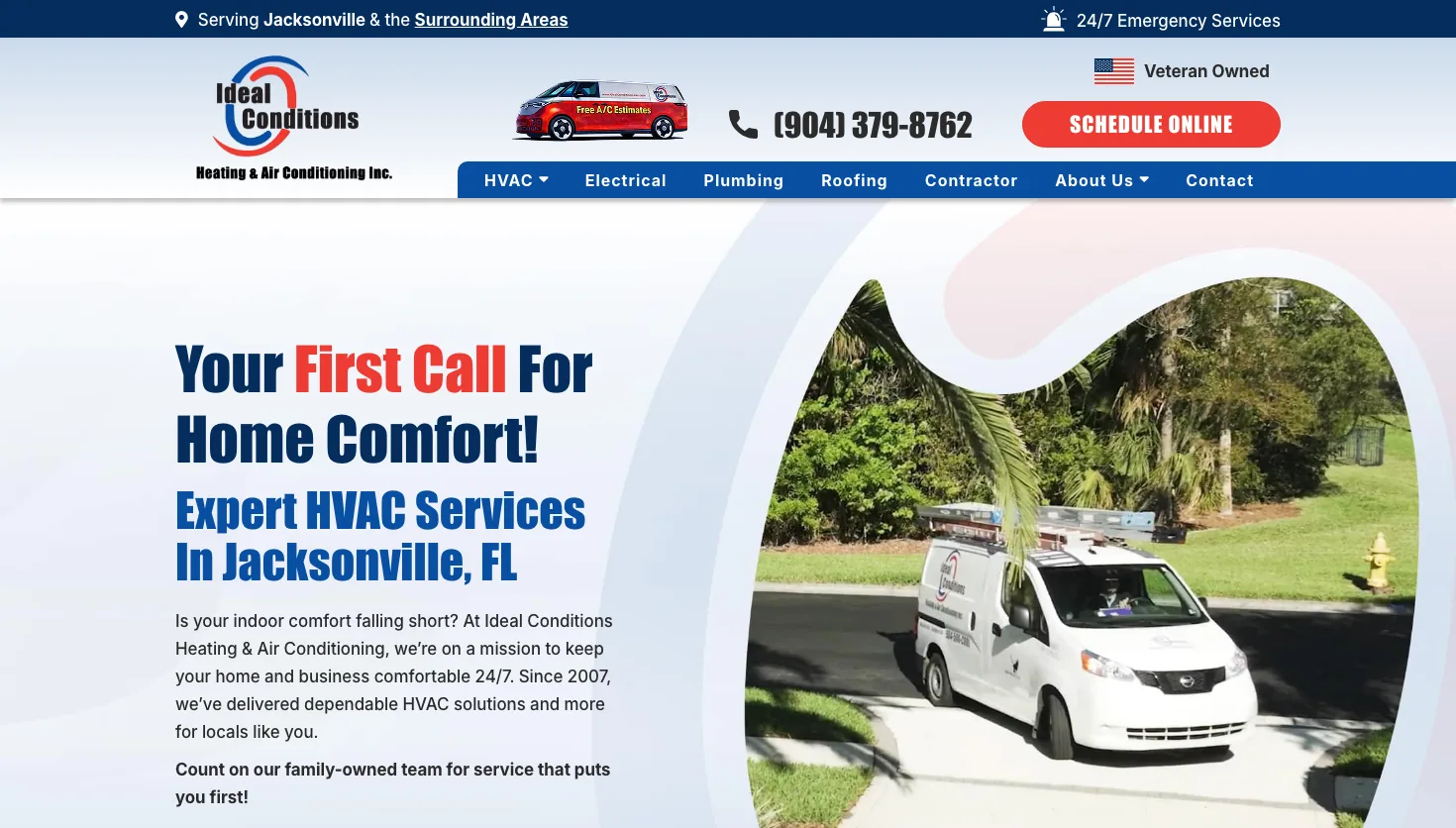 Ideal Conditions Heating & Air Conditioning website screenshot