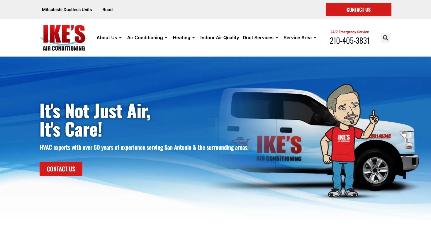 Ike's Air Conditioning Inc. website screenshot