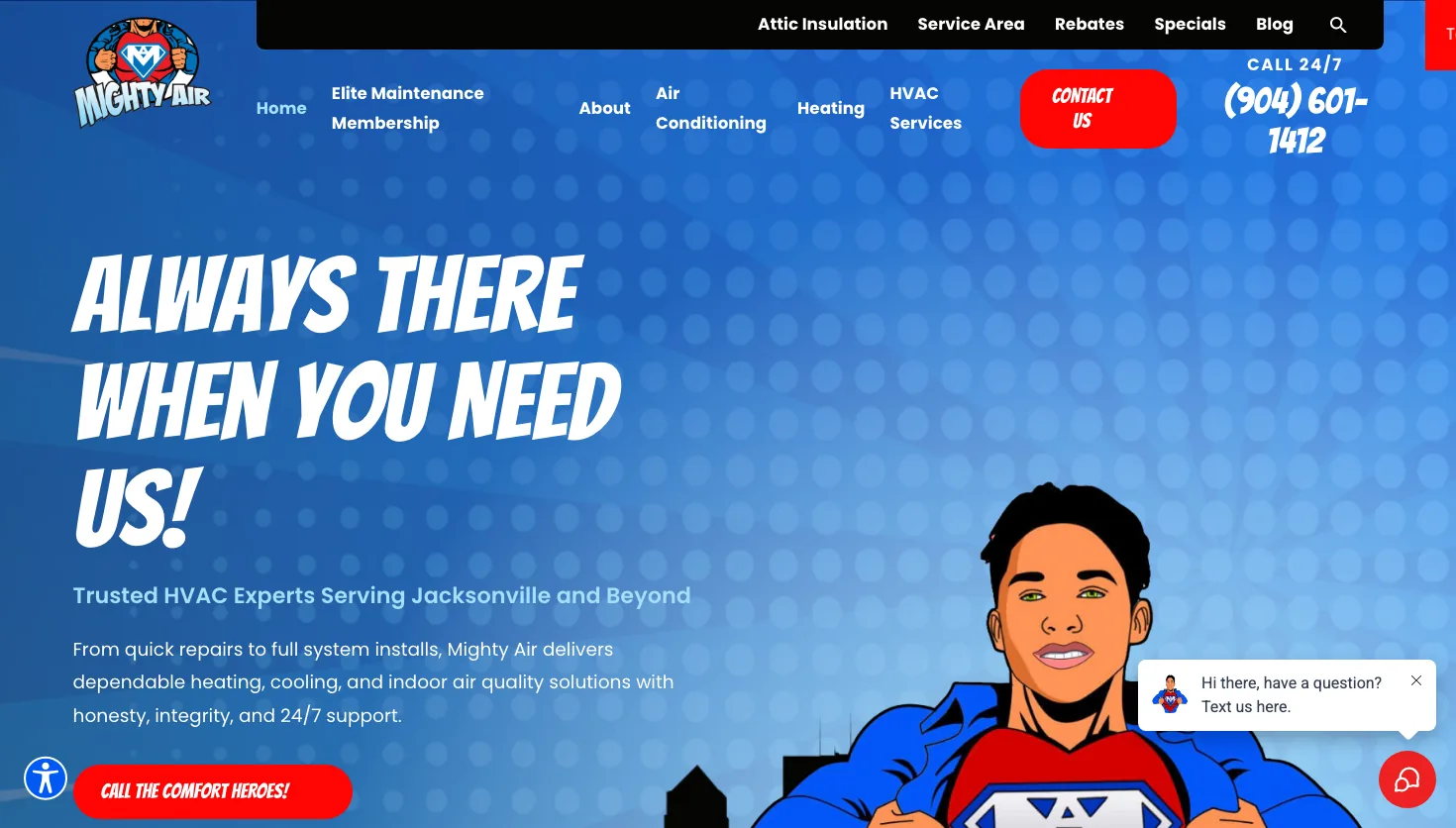 Mighty Air website screenshot