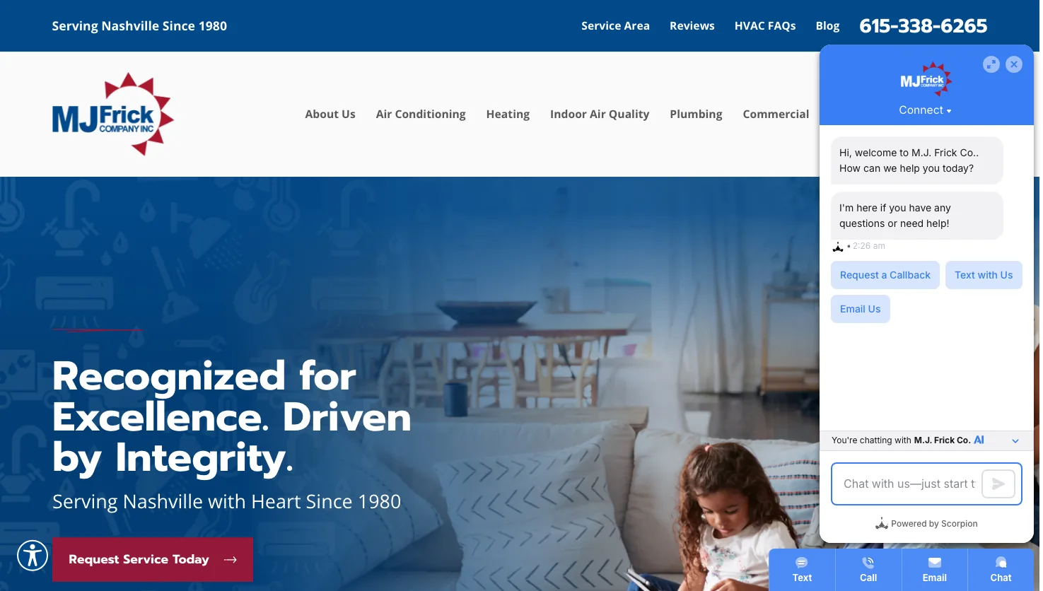 MJ Frick Company, Inc. website screenshot