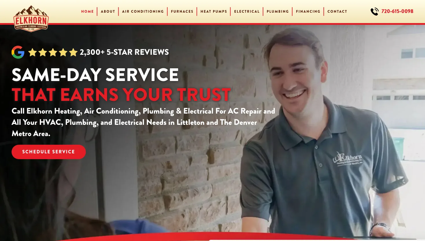Elkhorn Heating, Air Conditioning, Plumbing & Electrical website screenshot