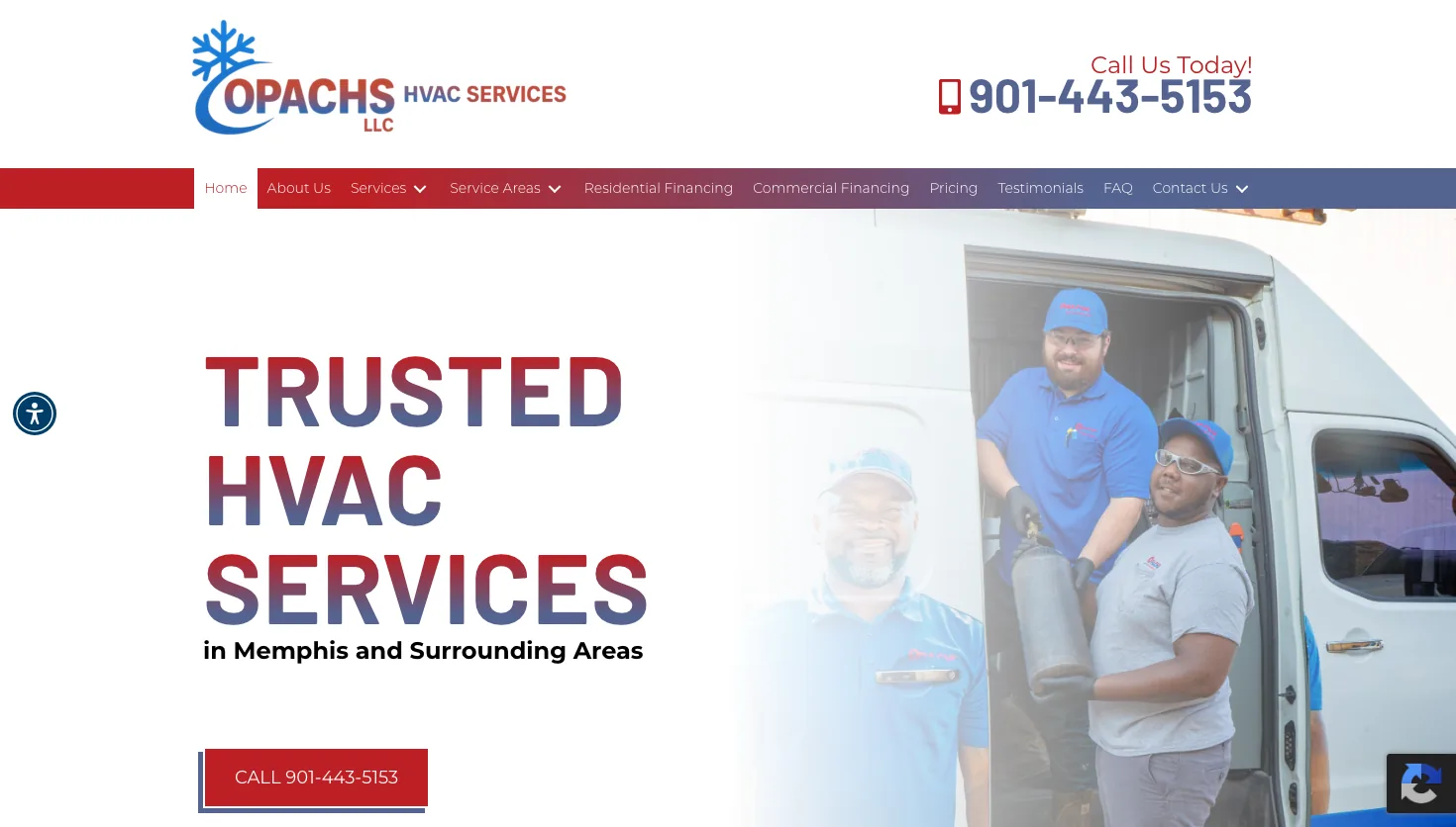OPACHS HVAC SERVICES website screenshot