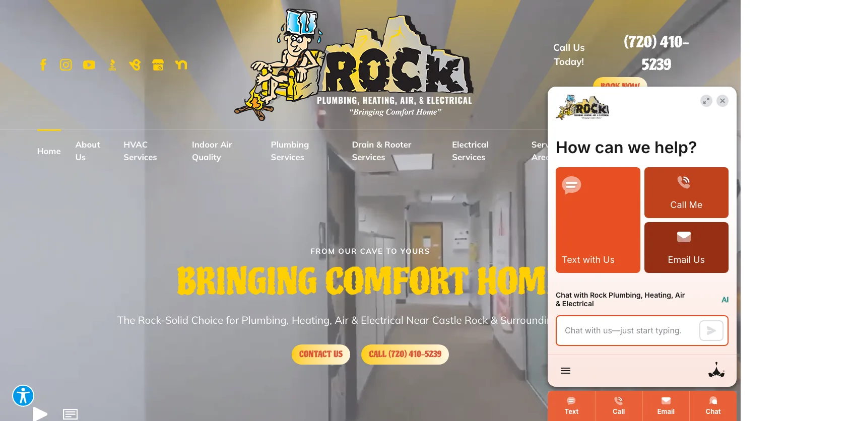 Rock Plumbing, Heating & Air Conditioning website screenshot