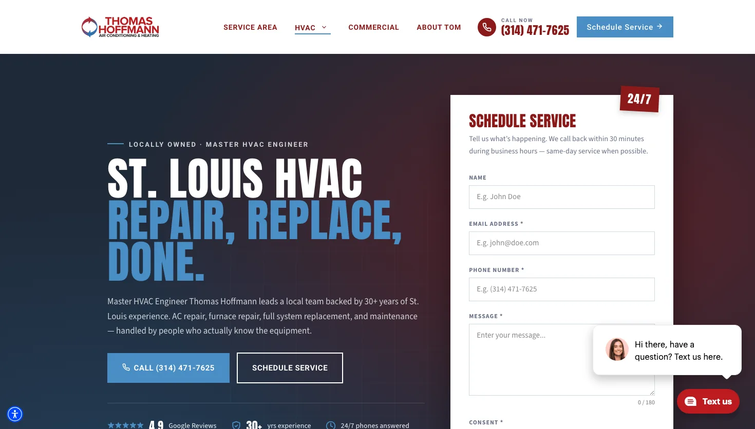 Thomas Hoffmann Air Conditioning website screenshot