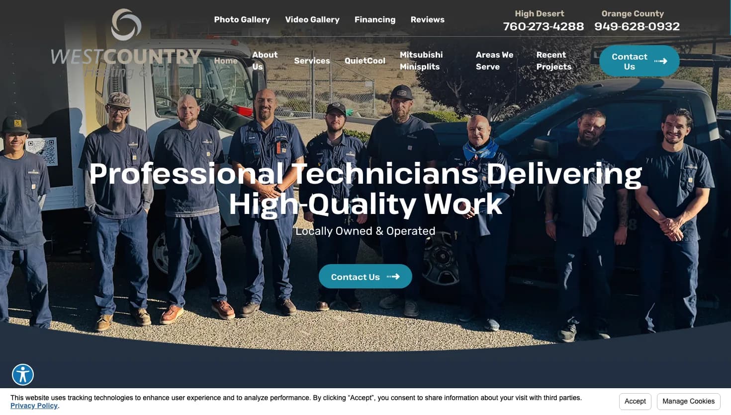 West Country HVAC website screenshot